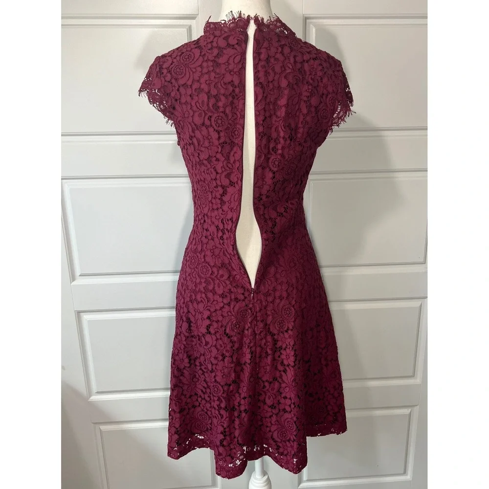 Wishlist Apparel Burgundy Lace Fit and‎ Flare Party Cocktail Dress S